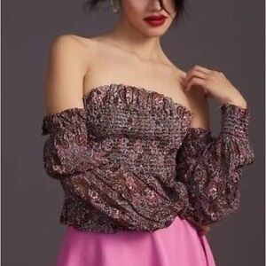 Anthropologie Floral Off-Shoulder Top